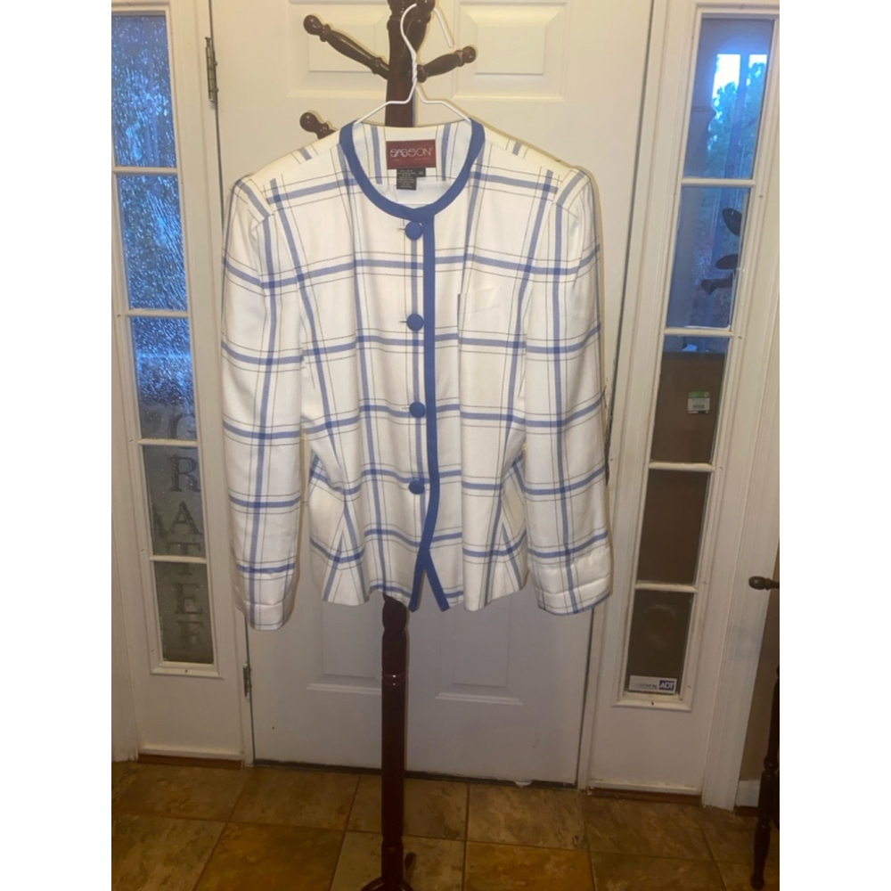 Women's vintage Sasson Blazer Size 12 White Blue